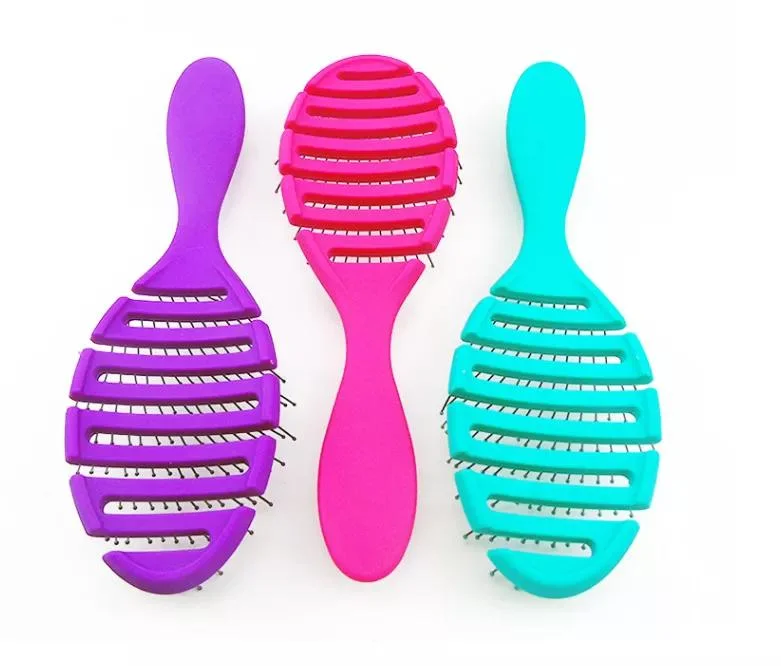 Hollow Curvature Hair Brush Anti-Static Smooth Hair Styling Combs Leaf Shape Coil Head Massage Comb